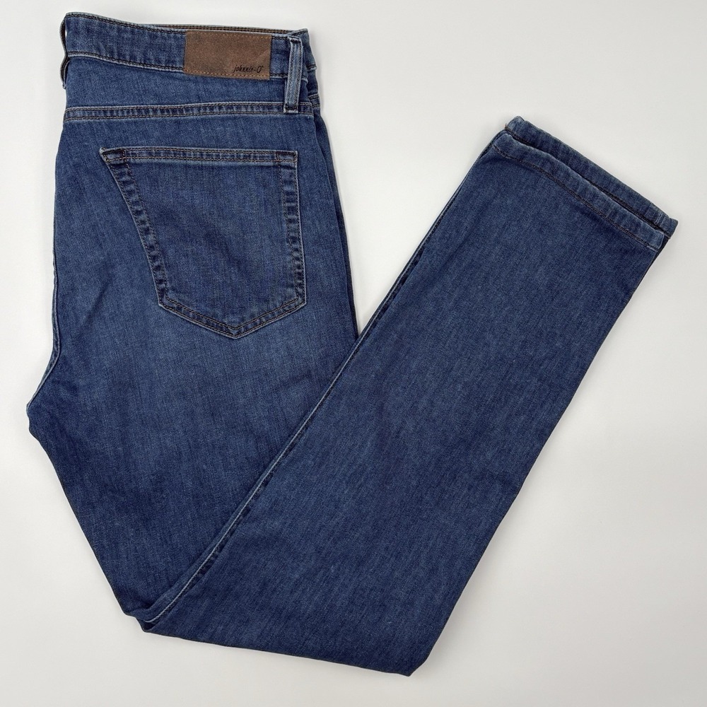 Johnnie-O Mens Jeans 32x34 Blue Stretch Slim Straight Denim 5-Pocket Pants